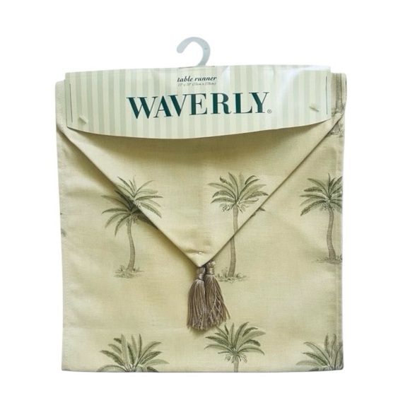 Waverly Palm Tree Tahiti 13”X72” Cotton Table Runner - Picture 1 of 4
